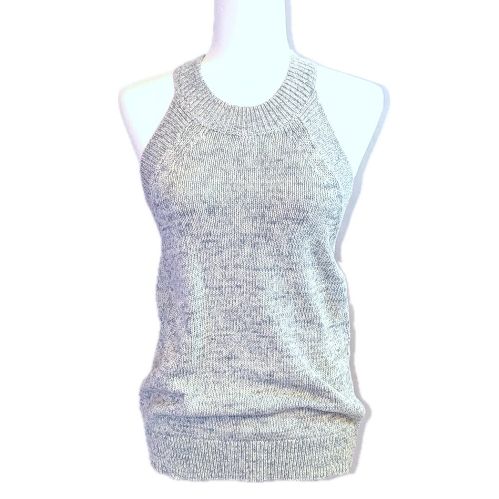 NWT LOFT |‎ Halter Sweater Tank Marled Light Blue Gray Knit Sleeveless | Small - Picture 2 of 11